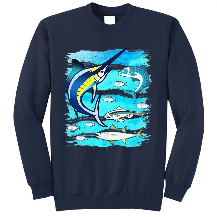 Saltwater Fish Swordfish Mahi Tuna Kingfing Atlantic Ocean Tall Sweatshirt