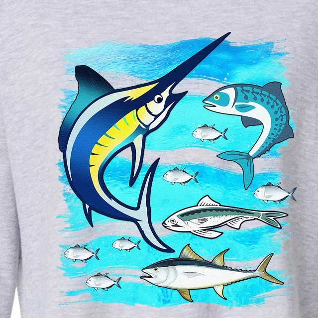 Saltwater Fish Swordfish Mahi Tuna Kingfing Atlantic Ocean Cropped Pullover Crew