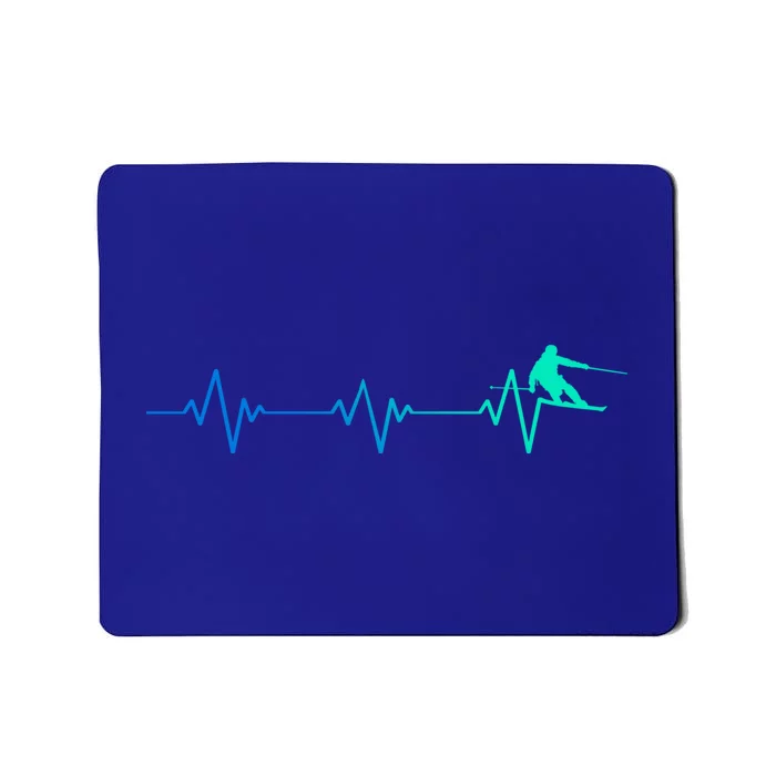 Skiing Funny Ski Lover Heartbeat And Outdoor Gift Mousepad