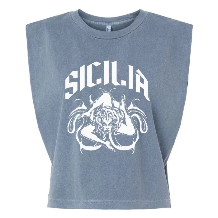 Sicilia Flag Sicily Palermo Italy Garment-Dyed Women's Muscle Tee