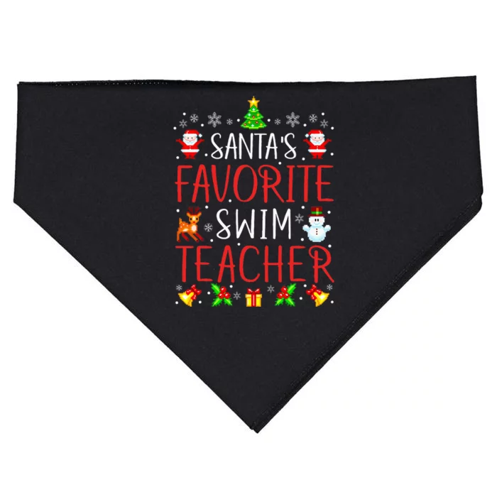 SantaS Favorite Swim Teacher Xmas Matching USA-Made Doggie Bandana