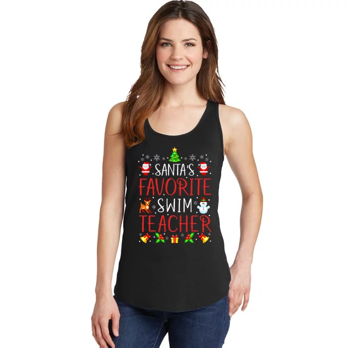 SantaS Favorite Swim Teacher Xmas Matching Ladies Essential Tank