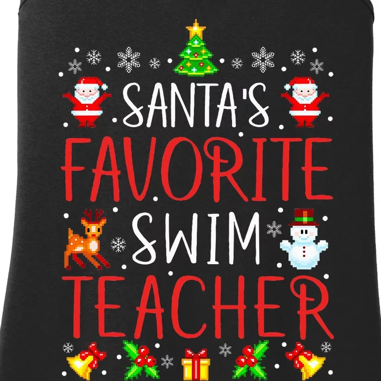 SantaS Favorite Swim Teacher Xmas Matching Ladies Essential Tank