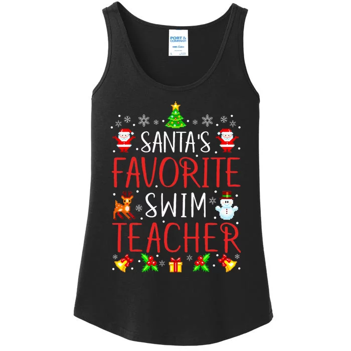 SantaS Favorite Swim Teacher Xmas Matching Ladies Essential Tank