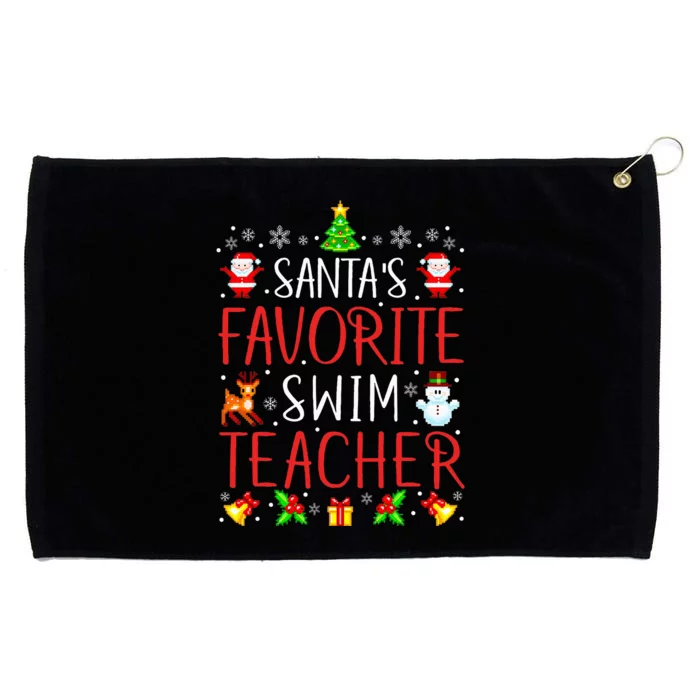 SantaS Favorite Swim Teacher Xmas Matching Grommeted Golf Towel