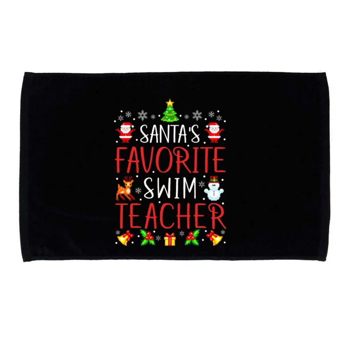 SantaS Favorite Swim Teacher Xmas Matching Microfiber Hand Towel