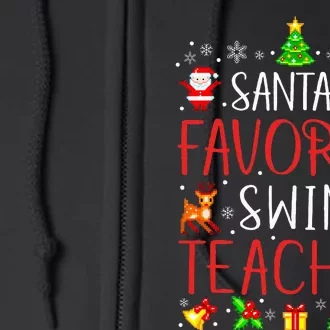 SantaS Favorite Swim Teacher Xmas Matching Full Zip Hoodie