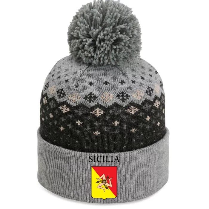 Sicilia Flag Sicily Palermo Italy Gift The Baniff Cuffed Pom Beanie