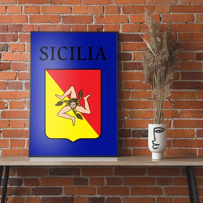 Sicilia Flag Sicily Palermo Italy Gift Poster