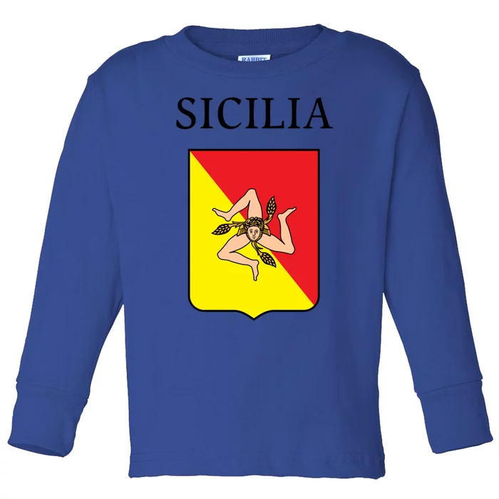 Sicilia Flag Sicily Palermo Italy Gift Toddler Long Sleeve Shirt