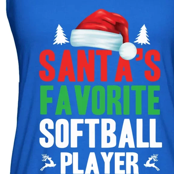 SantaS Favorite Softball Player Christmas Xmas Santa Hat Gift Ladies Essential Flowy Tank