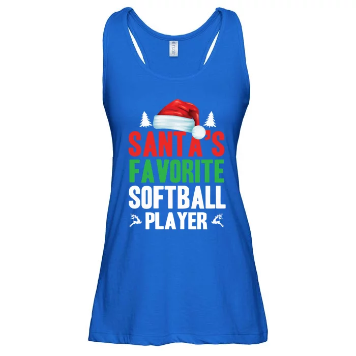 SantaS Favorite Softball Player Christmas Xmas Santa Hat Gift Ladies Essential Flowy Tank