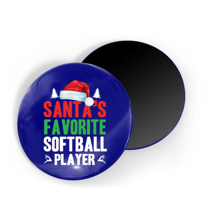 SantaS Favorite Softball Player Christmas Xmas Santa Hat Gift Magnet