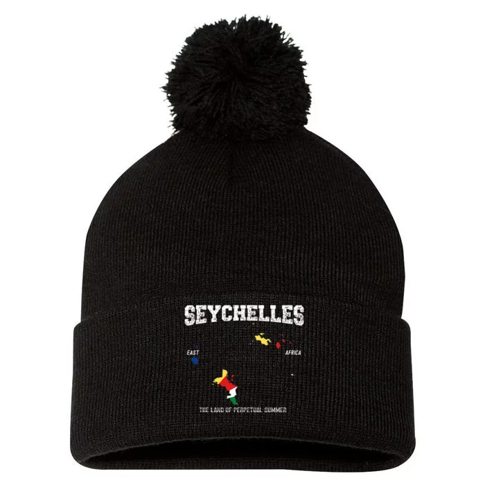 Seychellois Flag Seychellois Map Location Pom Pom 12in Knit Beanie