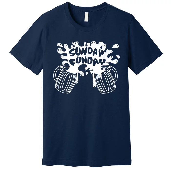 Sunday Funday Tee Funny Men Drinking Beer Premium T-Shirt