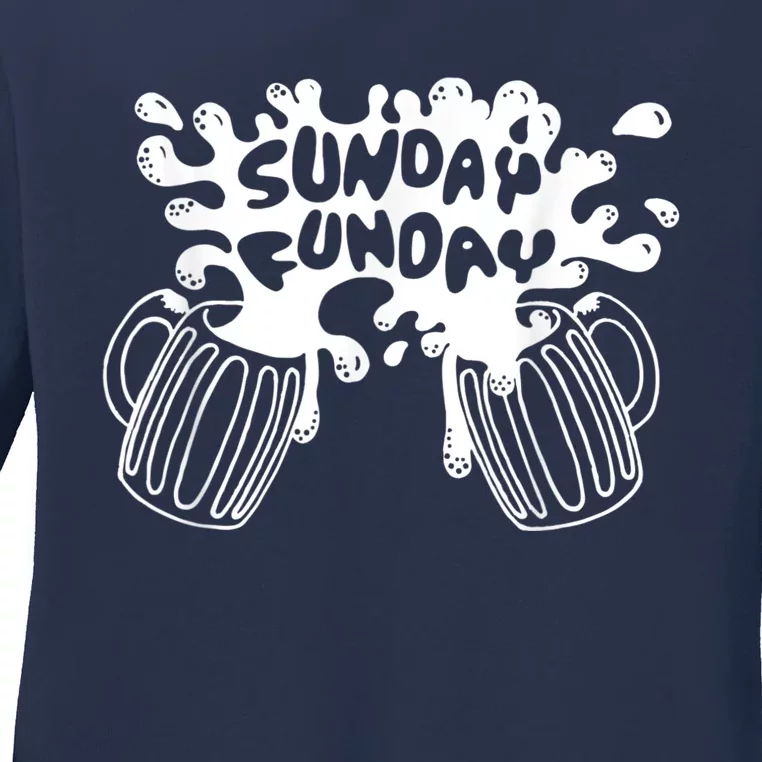 Sunday Funday Tee Funny Men Drinking Beer Ladies Long Sleeve Shirt