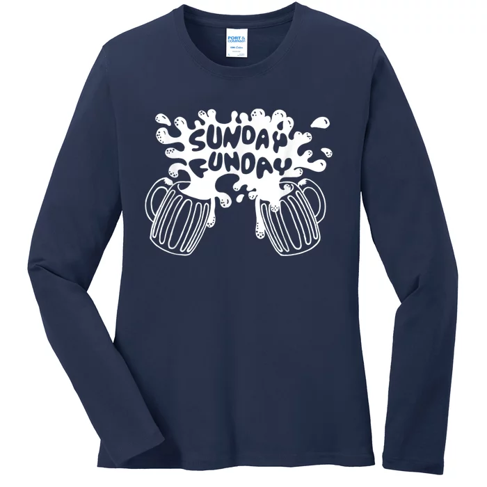 Sunday Funday Tee Funny Men Drinking Beer Ladies Long Sleeve Shirt