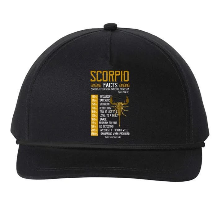 Scorpio Facts Tee Zodiac Lovers Cool Gift Snapback Five-Panel Rope Hat