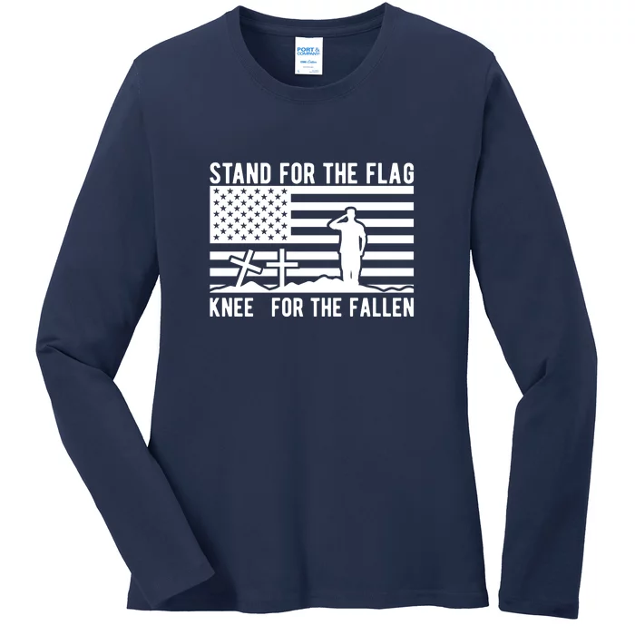 Stand For The Flag Kneel For The Fallen For Memorial Day Gift Ladies Long Sleeve Shirt