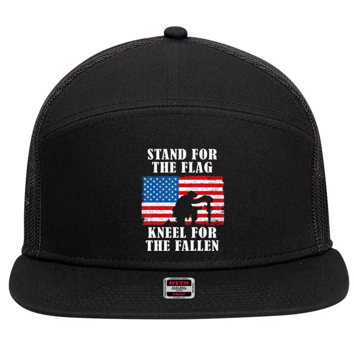 Stand For The Flag Veterans Day Partiotic Military 7 Panel Mesh Trucker Snapback Hat