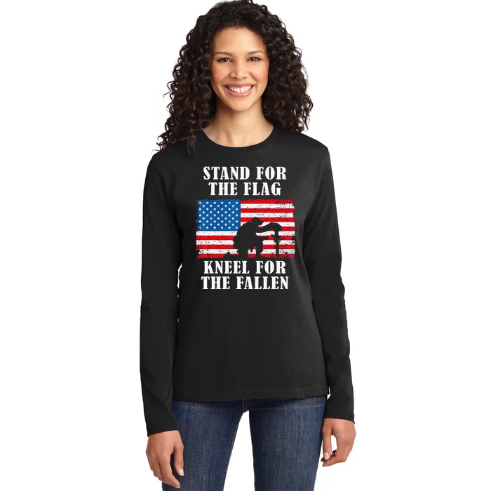 Stand For The Flag Veterans Day Partiotic Military Ladies Long Sleeve Shirt