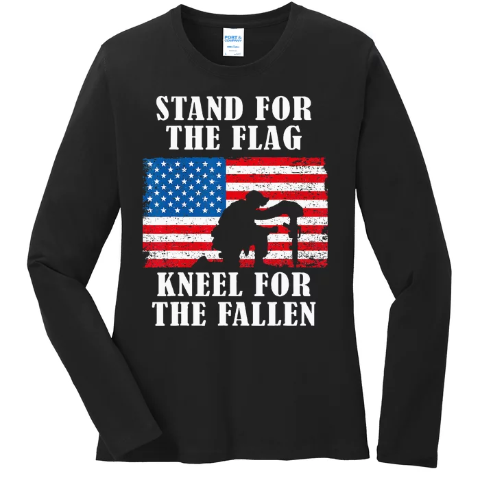 Stand For The Flag Veterans Day Partiotic Military Ladies Long Sleeve Shirt