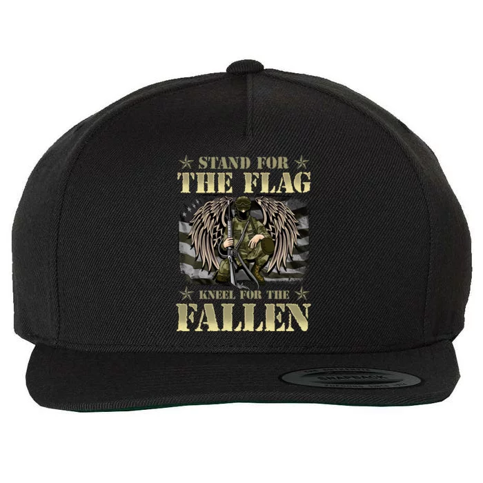 Stand For The Flag Kneel For The Fallen Honor Armed Forces Gift Wool Snapback Cap