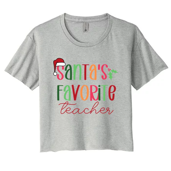 SantaS Favorite Teacher Gift Women's Crop Top Tee