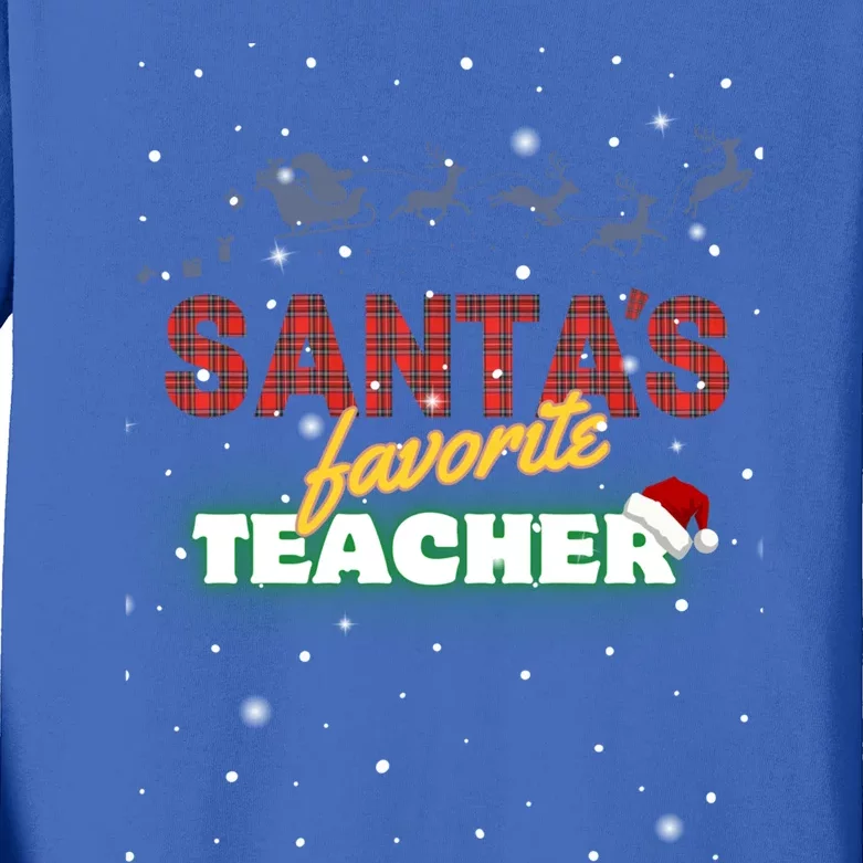 SantaS Favorite Teacher Cute Gift Kids Long Sleeve Shirt