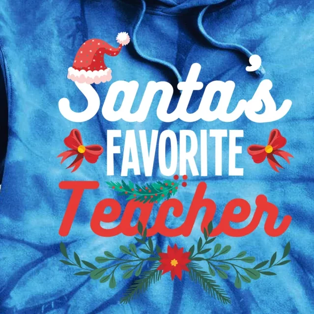 SantaS Favorite Teacher Gift Tie Dye Hoodie