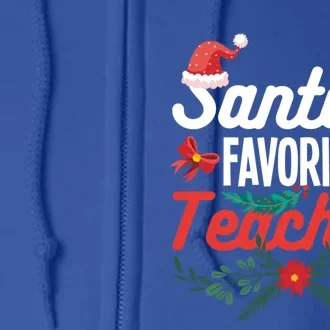 SantaS Favorite Teacher Gift Full Zip Hoodie