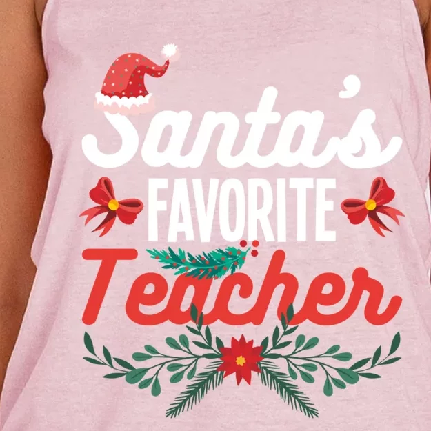 SantaS Favorite Teacher Gift Women's Knotted Racerback Tank