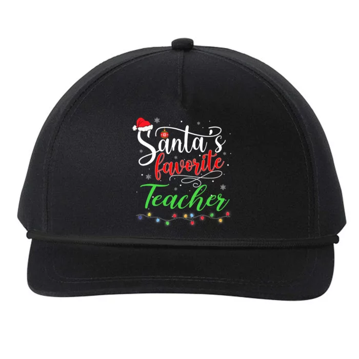 Santas Favorite Teacher Funny Christmas Santa Hat Light TShirt Snapback Five-Panel Rope Hat