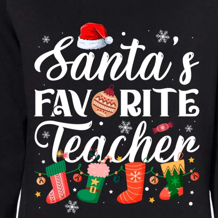 SantaS Favorite Teacher Christmas Santa Xmas Lights Funny Gift Womens California Wash Sweatshirt