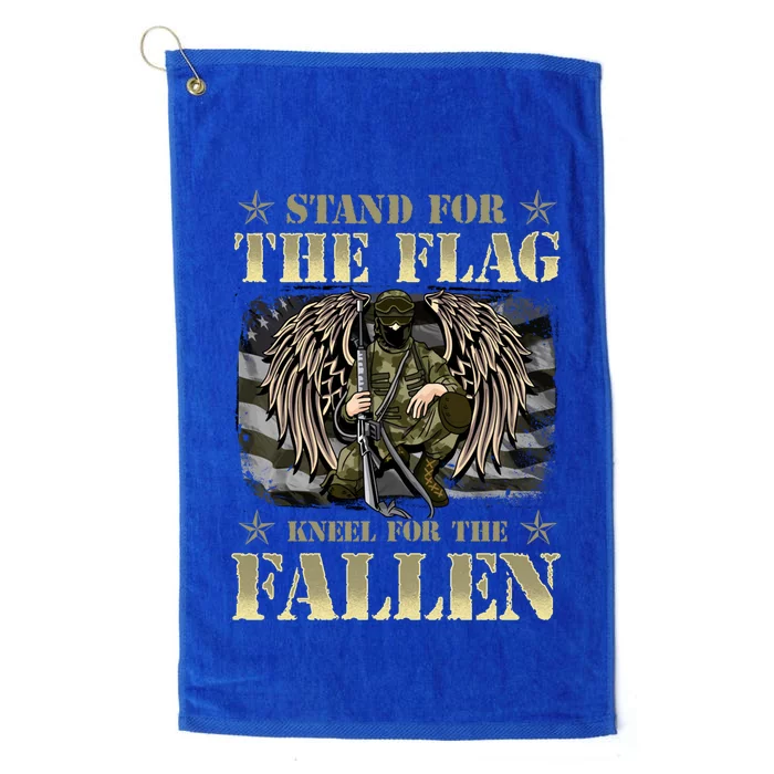 Stand For The Flag Kneel For The Fallen Honor Armed Forces Meaningful Gift Platinum Collection Golf Towel