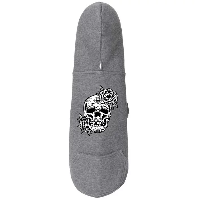 Skull Flower Tattoo Doggie 3-End Fleece Hoodie