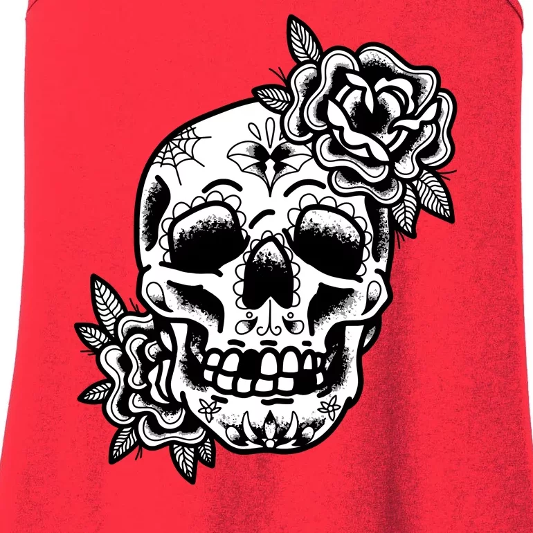 Skull Flower Tattoo Ladies Essential Tank