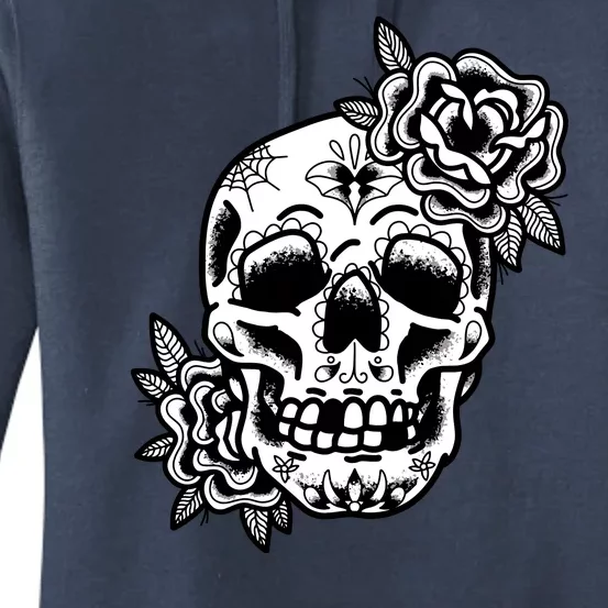 Skull Flower Tattoo Women's Pullover Hoodie