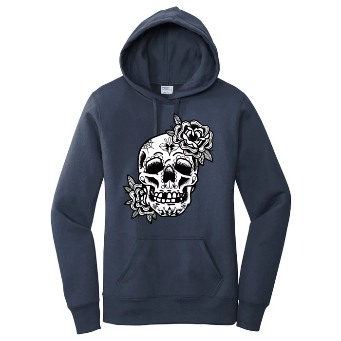 Skull Flower Tattoo Women's Pullover Hoodie