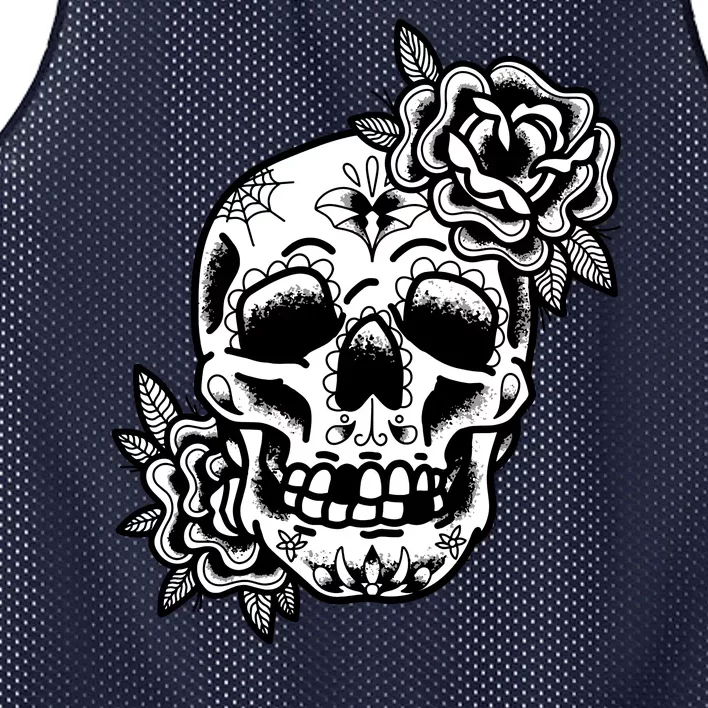 Skull Flower Tattoo Mesh Reversible Basketball Jersey Tank