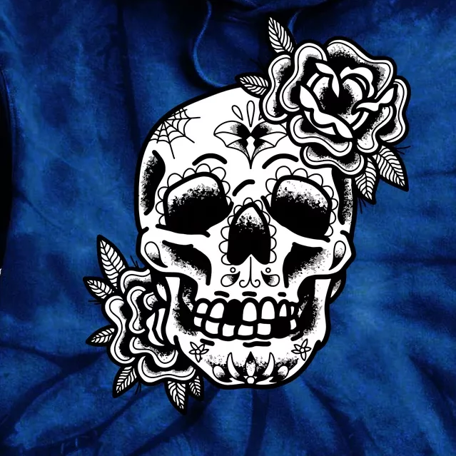 Skull Flower Tattoo Tie Dye Hoodie