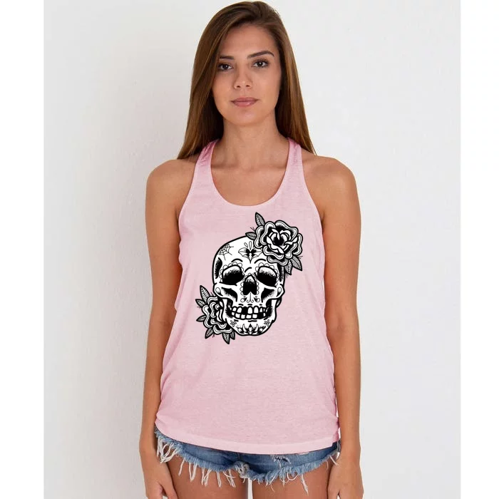 Skull Flower Tattoo Women's Knotted Racerback Tank