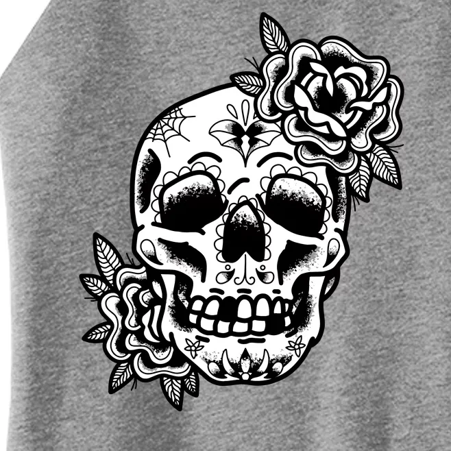 Skull Flower Tattoo Women’s Perfect Tri Rocker Tank