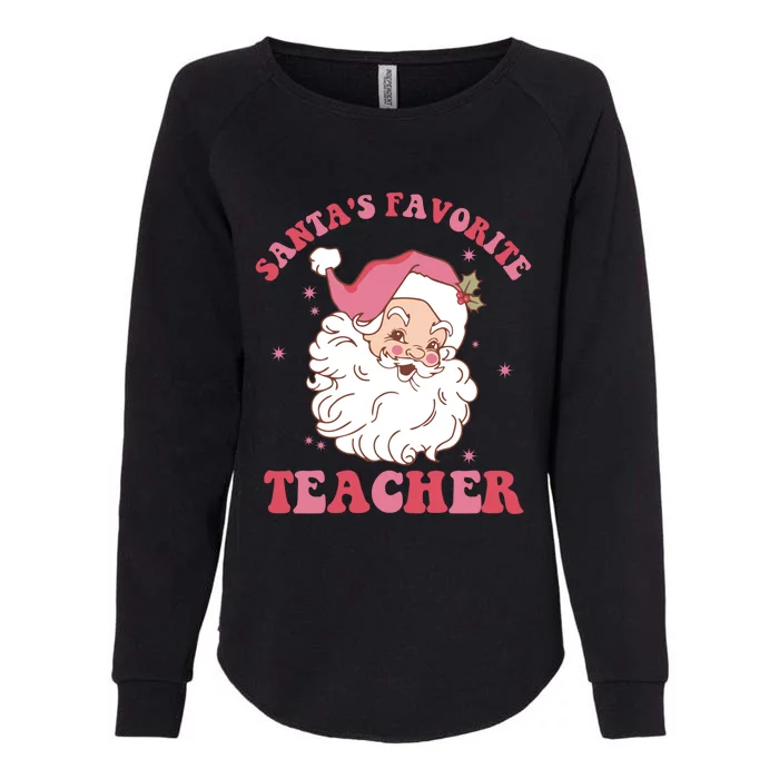 SantaS Favorite Teacher Pink Santa Christmas Teacher Great Gift Womens California Wash Sweatshirt