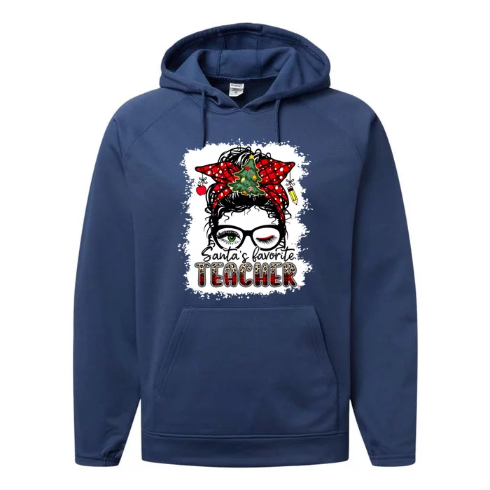 SantaS Favorite Teacher Great Gift Performance Fleece Hoodie