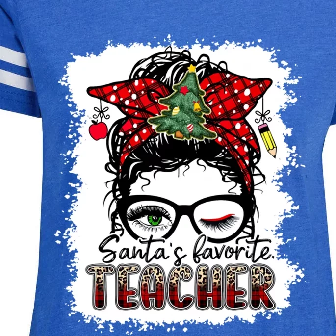 SantaS Favorite Teacher Great Gift Enza Ladies Jersey Football T-Shirt