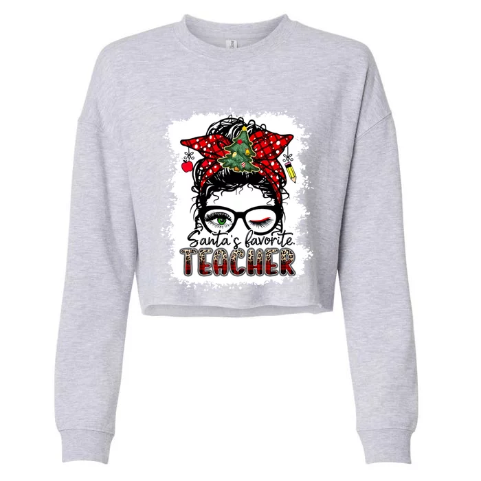 SantaS Favorite Teacher Great Gift Cropped Pullover Crew