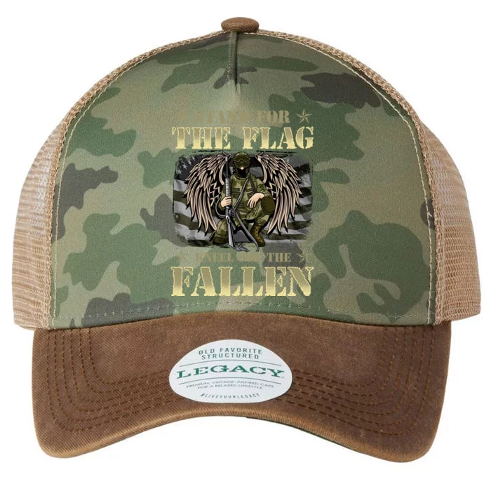 Stand For The Flag Kneel For The Fallen Honor Armed Forces Gift Legacy Tie Dye Trucker Hat