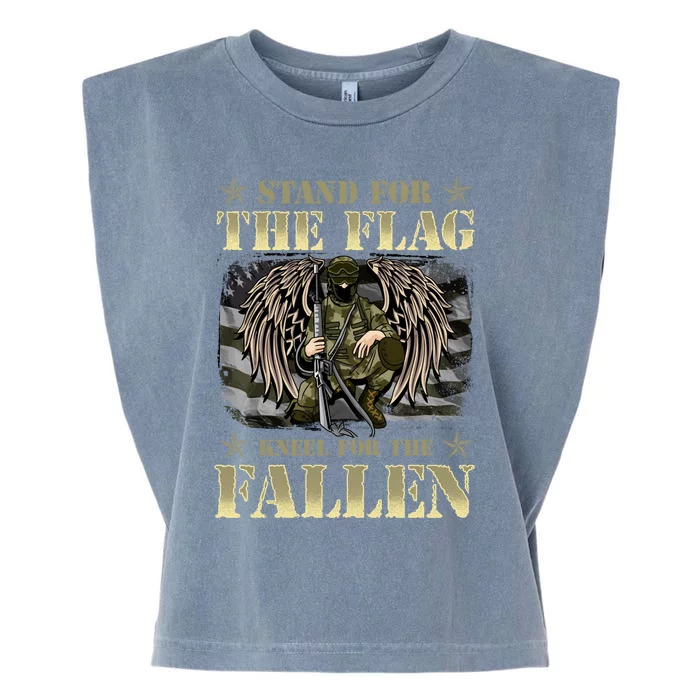 Stand For The Flag Kneel For The Fallen Honor Armed Forces Gift Garment-Dyed Women's Muscle Tee