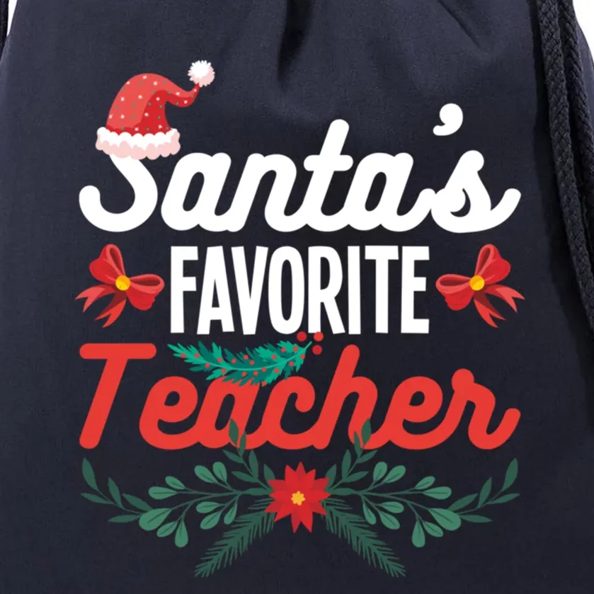 SantaS Favorite Teacher Gift Drawstring Bag